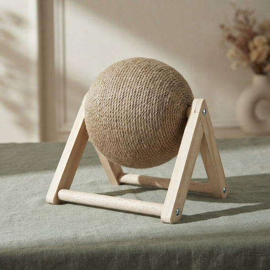 SpinSisal Wooden Cat Scratching Ball